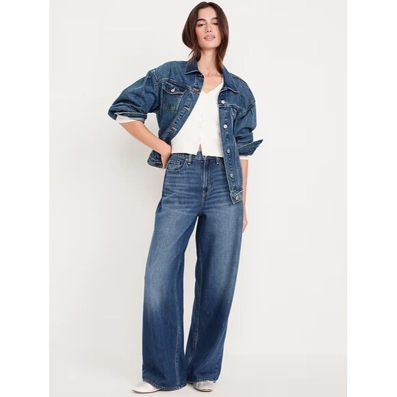 Old Navy Women's Classic Blue Wide Leg Jeans - Picture 2 of 11
